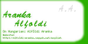 aranka alfoldi business card